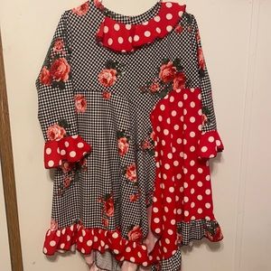 Red and white polka dot and floral custom top